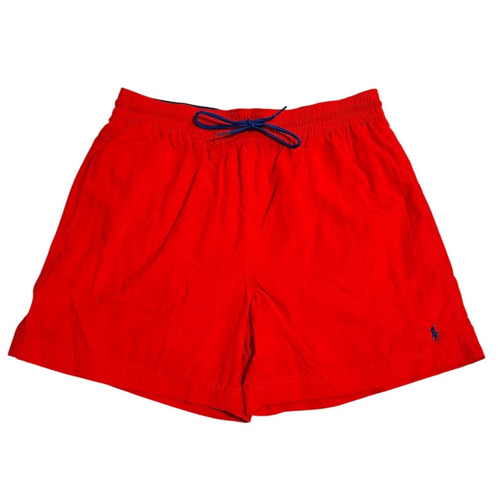 Polo Ralph Lauren Mens Red Swim Trunks Mesh Lined Drawstring Pony Logo Size M